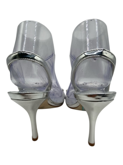 Larroude Shoe Size 7 Clear & Silver PVC & Patent Leather Slingback Sandals Clear & Silver / 7