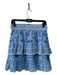 Bindu Size M Blue & White Cotton Elastic Waist Tiered Paisley Skirt Blue & White / M