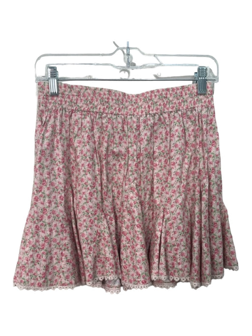 Show Me Your Mumu Size S Pink & Green Cotton Floral Elastic Waist Pleated Skirt Pink & Green / S