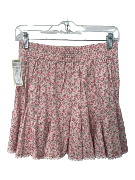 Show Me Your Mumu Size S Pink & Green Cotton Floral Elastic Waist Pleated Skirt Pink & Green / S