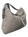 Bottega Veneta Gray Leather Woven Chain Top Flap Top Handle Bag Gray / L