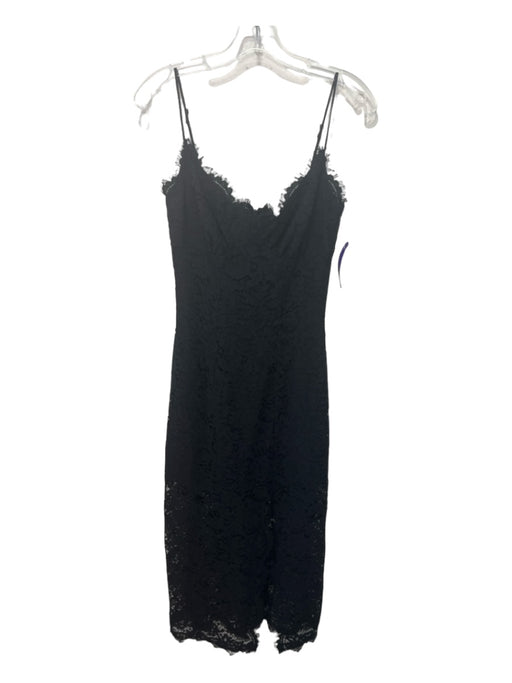 Karina Grimaldi Size XS Black Nylon Blend Lace Overlay Spaghetti Strap Dress Black / XS