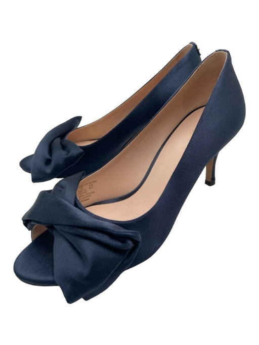 Kate Spade Shoe Size 8 Navy Satin Twist Detail Open Toe Midi Closed Heel Pumps Navy / 8