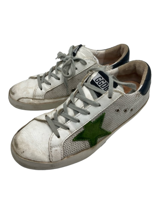 Golden Goose Shoe Size 37 Green White Blue Leather round toe lace up Sneakers Green White Blue / 37