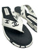 Chanel Shoe Size 38 Black & White Leather Logo Thong Sandals Black & White / 38