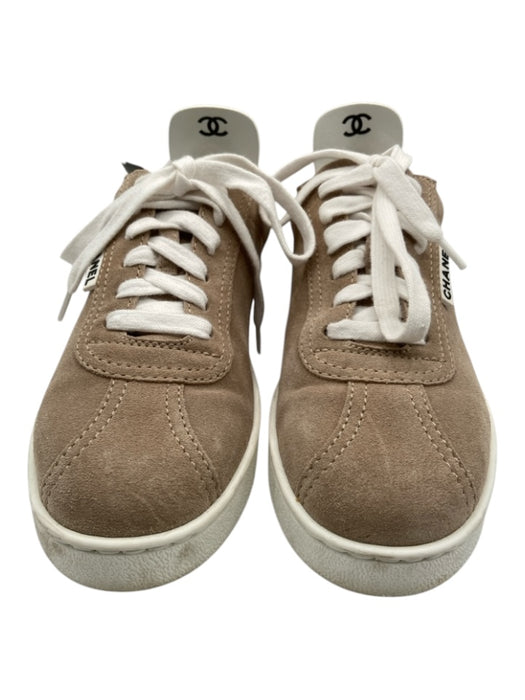 Chanel Shoe Size 38 Beige Suede Low Top Laces Sneakers Beige / 38