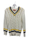 Denimist Size S Cream, Yellow & Navy Cotton V Neck Cable Stitch Sweater Cream, Yellow & Navy / S