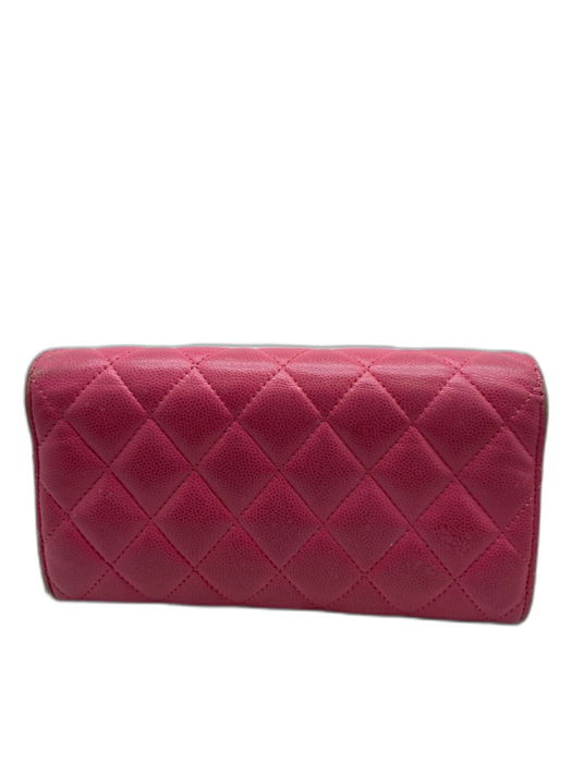 Chanel Light Pink Caviar Leather Gold hardware Diamond Quilt Flap Wallets Light Pink