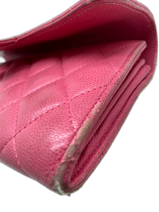 Chanel Light Pink Caviar Leather Gold hardware Diamond Quilt Flap Wallets Light Pink