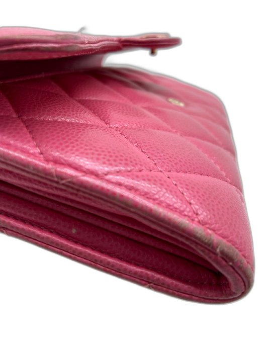 Chanel Light Pink Caviar Leather Gold hardware Diamond Quilt Flap Wallets Light Pink