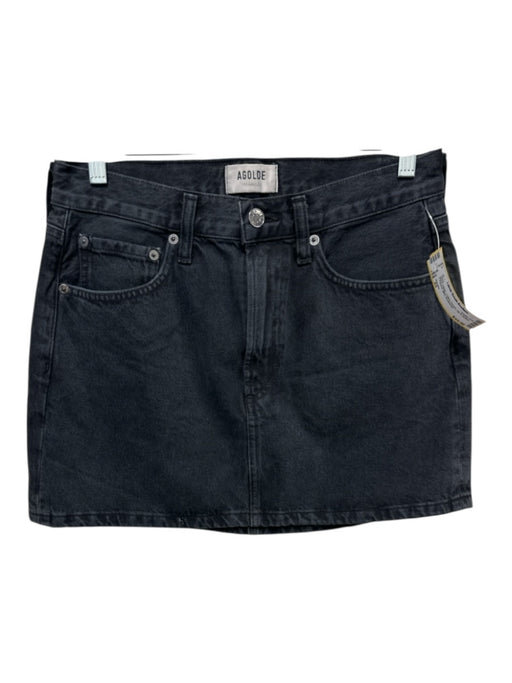 Agolde Size 25 Black Wash Cotton Denim Zip & Button 5 Pocket Mini Skirt Black Wash / 25