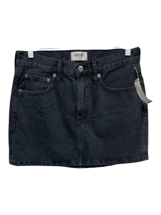 Agolde Size 25 Black Wash Cotton Denim Zip & Button 5 Pocket Mini Skirt Black Wash / 25