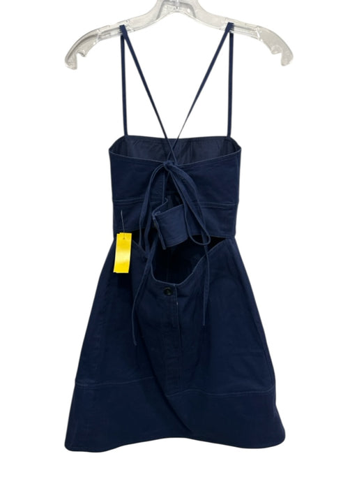 Proenza Schouler Size 4 Navy Cotton Blend Spaghetti Strap Paneled Dress Navy / 4