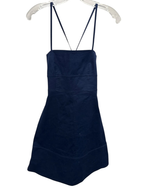 Proenza Schouler Size 4 Navy Cotton Blend Spaghetti Strap Paneled Dress Navy / 4