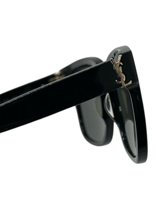 Yves Saint Laurent Black Acetate Gold Detail Logo Wayfarer Case Sunglasses Black