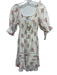 CJ Laing Size XS White, Pink & Multi Cotton Floral 1/2 Balloon Sleeve Dress White, Pink & Multi / XS