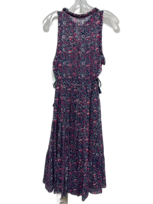 Ulla Johnson Size 2 Blue & Purple Silk Floral Sleeveless Tassel V Neck Dress Blue & Purple / 2