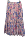 Loveshackfancy Size 4 Pink, Blue & Green Cotton & Silk Floral Tiered Midi Skirt Pink, Blue & Green / 4