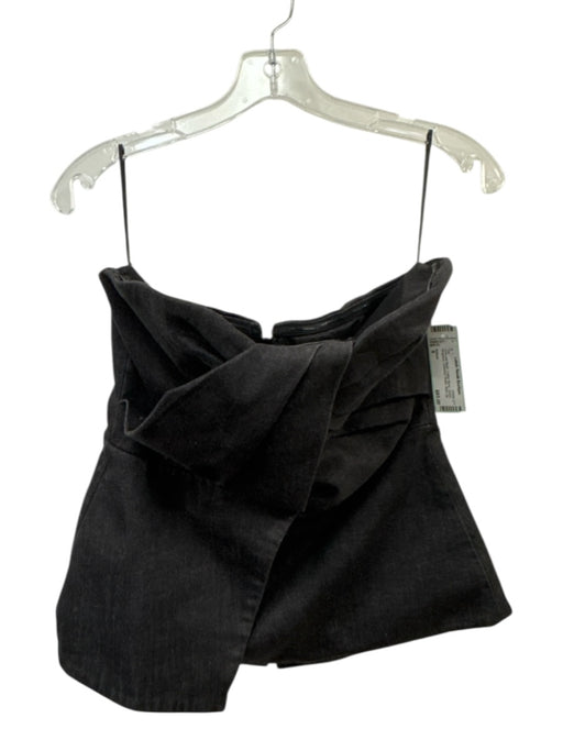 Safiyaa Size 6 Charcoal Black Cotton Blend Denim Strapless Gathered Pleats Top Charcoal Black / 6