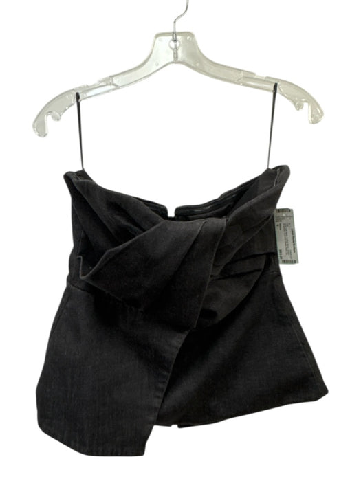 Safiyaa Size 6 Charcoal Black Cotton Blend Denim Strapless Gathered Pleats Top Charcoal Black / 6