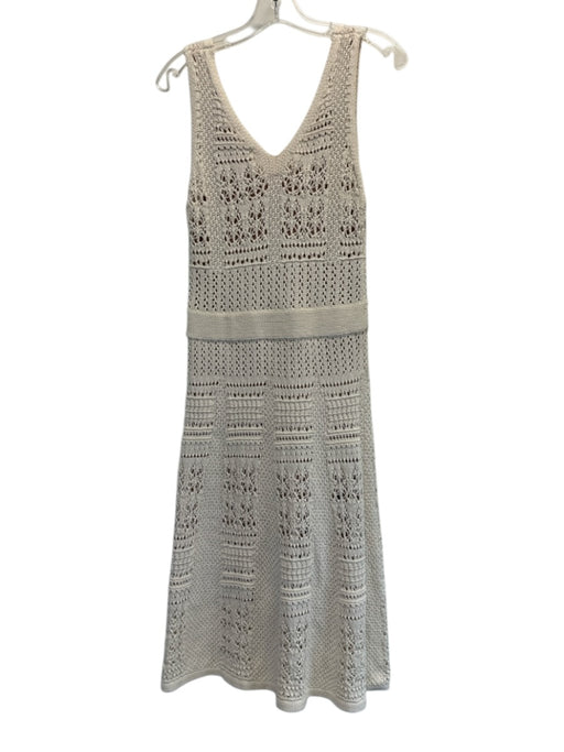 Minnie Rose Size Small Cream Beige Cotton Sleeveless Crochet Knit Dress Cream Beige / Small