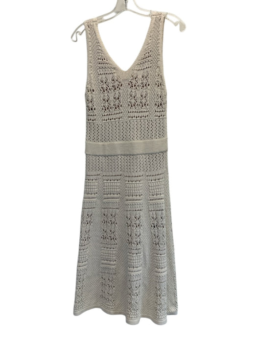 Minnie Rose Size Small Cream Beige Cotton Sleeveless Crochet Knit Dress Cream Beige / Small