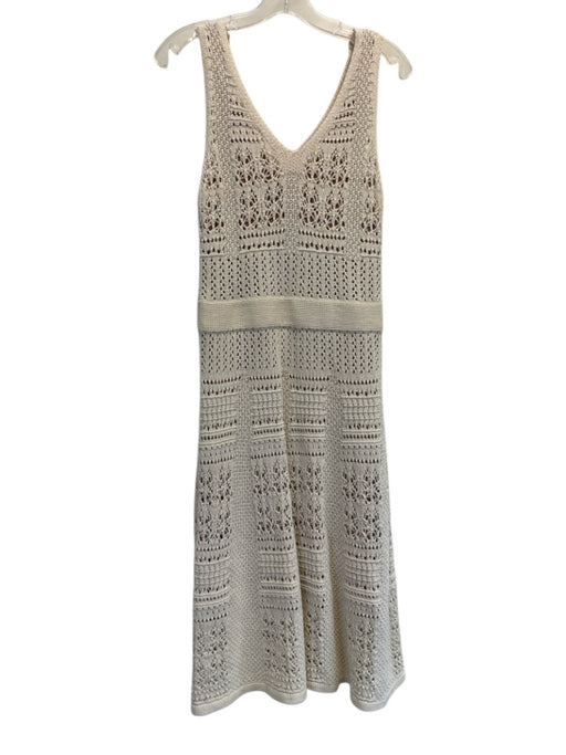 Minnie Rose Size Small Cream Beige Cotton Sleeveless Crochet Knit Dress Cream Beige / Small