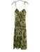 Christy Lynn Size XS Green, Brown, White Cotton Tie Straps Floral Gathered Dress Green, Brown, White / XS