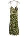 Christy Lynn Size XS Green, Brown, White Cotton Tie Straps Floral Gathered Dress Green, Brown, White / XS