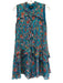Saloni Size 4 Blue, Orange, pink Silk Sleeve Cut Outs Floral Ruffle Dress Blue, Orange, pink / 4