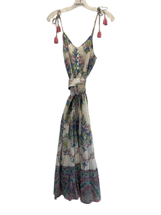 Alicia Bell Size XS Pink, Blue, Green Cotton Blend Tie Straps Floral Dress Pink, Blue, Green / XS