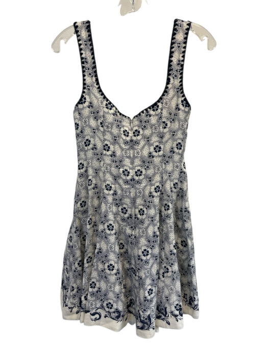 Alemais Size 4 Navy, Black, White Linen Blend Sleeveless Floral Dress Navy, Black, White / 4