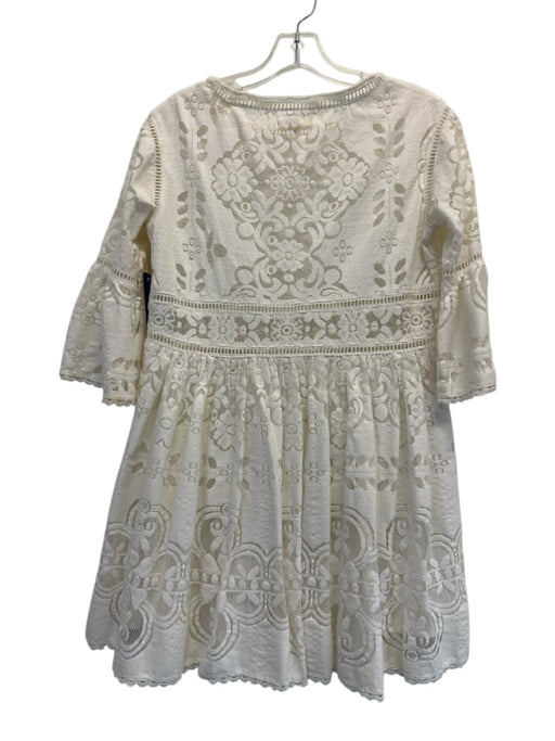Spell Size Small White Cotton Blend Half Sleeve Floral Lace Gathered Dress White / Small