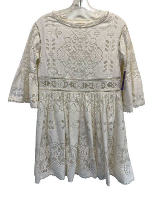 Spell Size Small White Cotton Blend Half Sleeve Floral Lace Gathered Dress White / Small