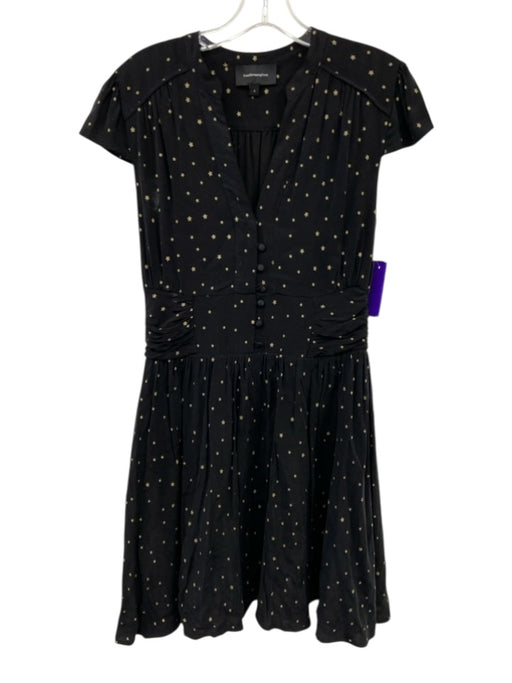 FiveSeventyFive Size Small Black & Gold Cupro Blend Cap Sleeve stars Dress Black & Gold / Small