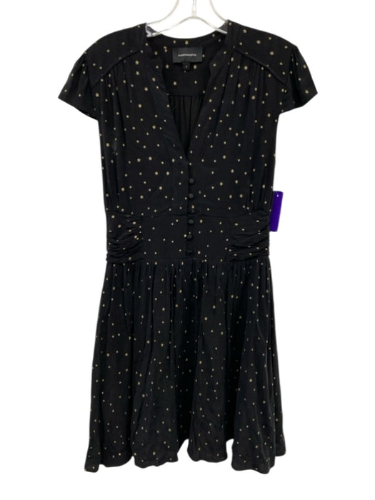 FiveSeventyFive Size Small Black & Gold Cupro Blend Cap Sleeve stars Dress Black & Gold / Small