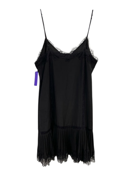 Gold Hawk Size XS Black Silk Spaghetti Strap Lace Trim Pleated Dress Black / XS