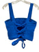Alice + Olivia Size 0 Blue Linen Blend Sleeveless Lace Up Back Crop Top Blue / 0