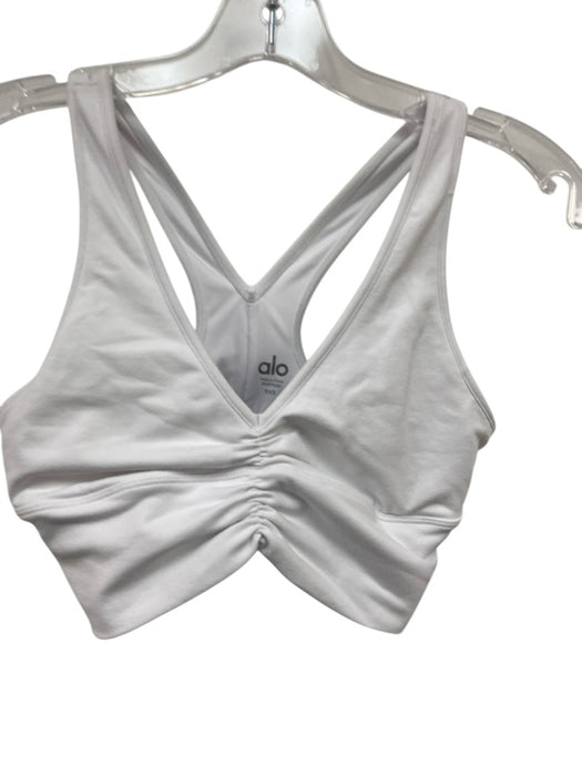 Alo Yoga Size XXS White Sleeveless Ruched Top White / XXS