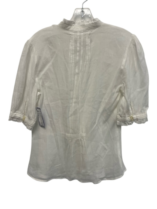Birds of Paradis Size Small White Button Front Pintuck Pleated Top White / Small