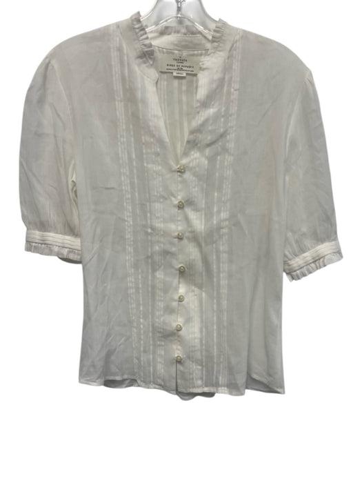 Birds of Paradis Size Small White Button Front Pintuck Pleated Top White / Small