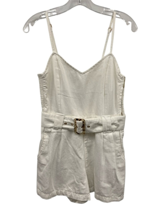 Show Me Your Mumu Size Small White Cotton Spaghetti Strap Shirred Romper White / Small