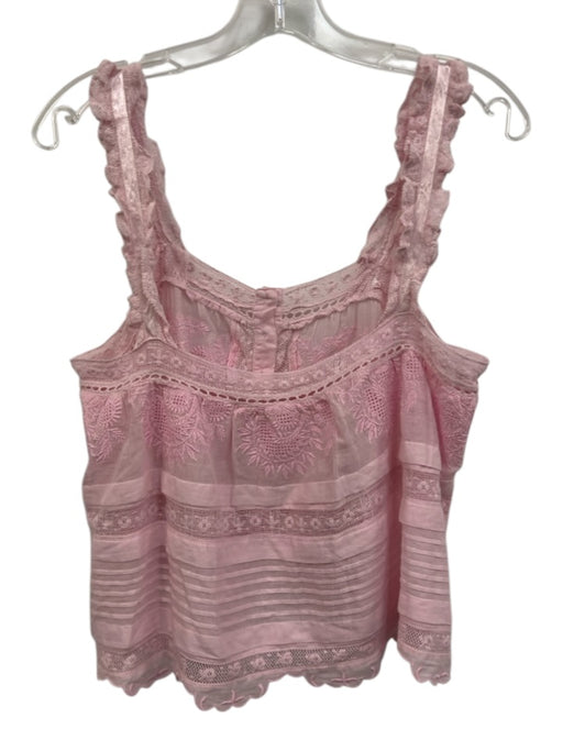 Love Shack Fancy Size Small Pink Cotton Sleeveless Floral Lace Button Front Top Pink / Small