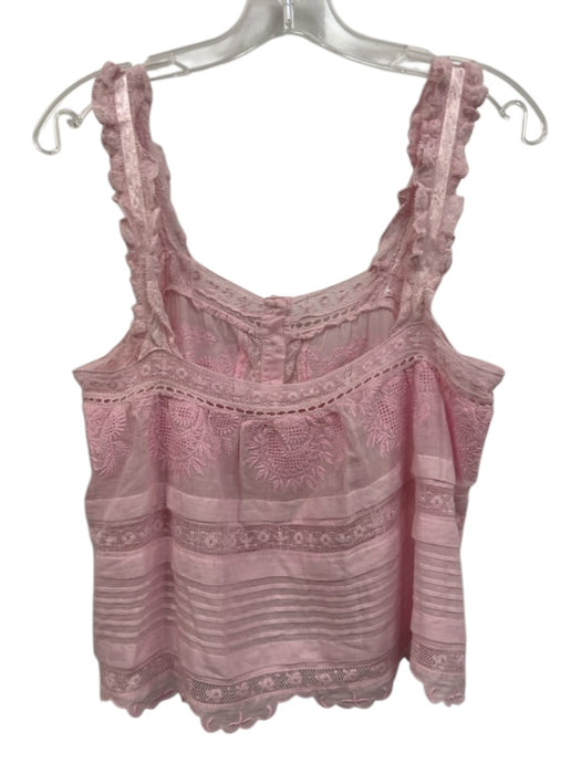 Love Shack Fancy Size Small Pink Cotton Sleeveless Floral Lace Button Front Top Pink / Small