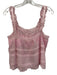 Love Shack Fancy Size Small Pink Cotton Sleeveless Floral Lace Button Front Top Pink / Small