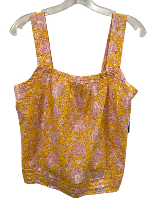 Lilla P Size Small Yellow, Pink, White Cotton Sleeveless Floral Elastic Top Yellow, Pink, White / Small