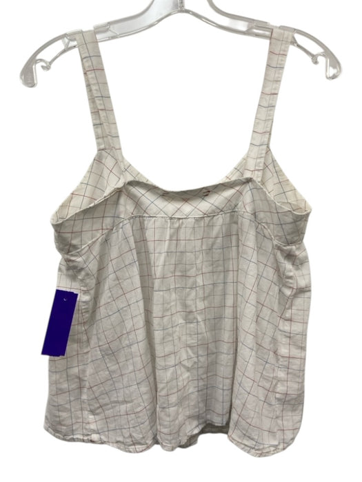 XiRENA Size Small White, Blue, Red Cotton Blend Sleeveless Windowpane Top White, Blue, Red / Small