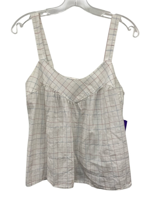 XiRENA Size Small White, Blue, Red Cotton Blend Sleeveless Windowpane Top White, Blue, Red / Small