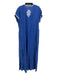 Sulu Size 10 Blue & White Cotton & Silk V Neck Embroidered Cap Sleeve Dress Blue & White / 10