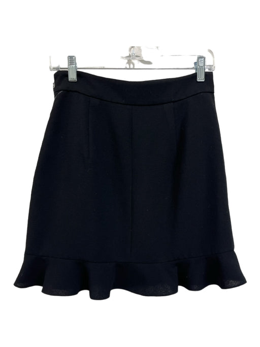 Club Monaco Size 4 Black Polyester Side Zip Solid Ruffle Tulip Front Skirt Black / 4